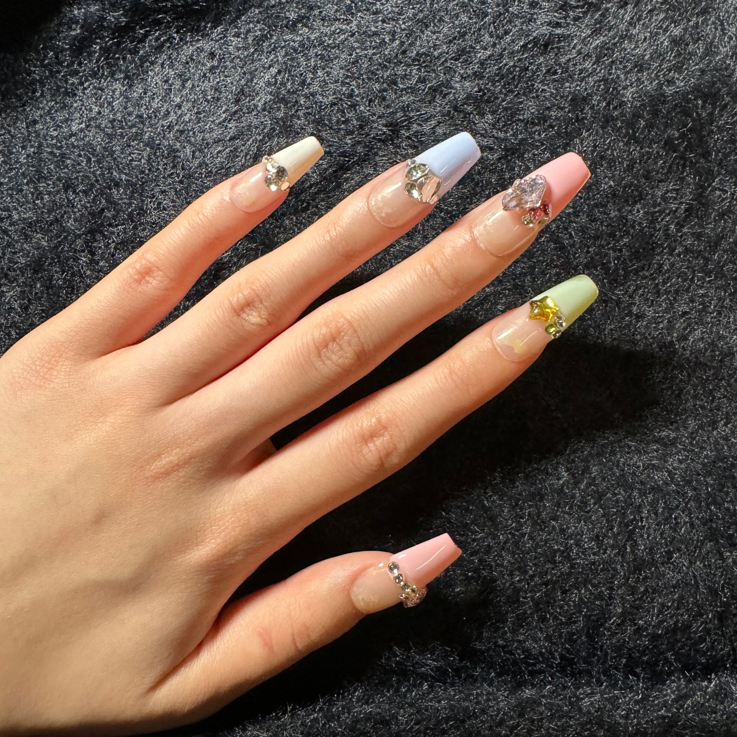 press-on nails / spring colorful high French