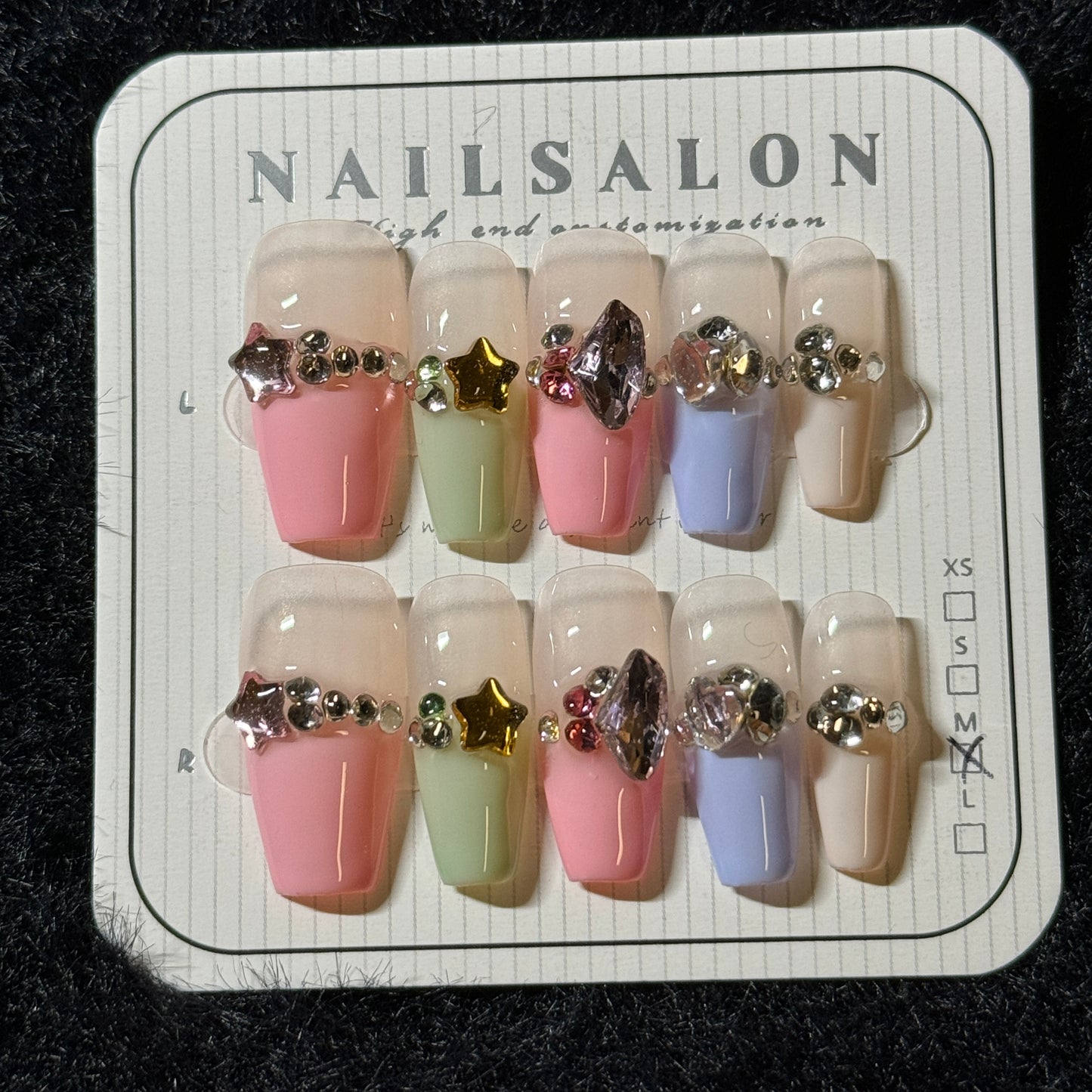 press-on nails / spring colorful high French